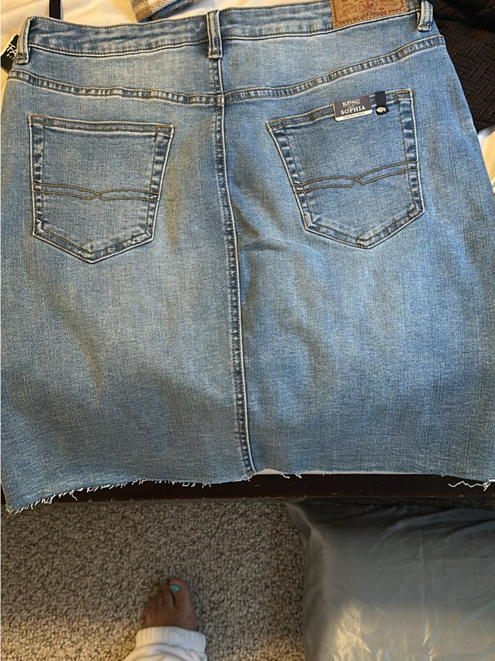 NWT Buffalo David Bitton Sophia Light Blue Denim Midi Skirt high rise - Picture 3 of 3
